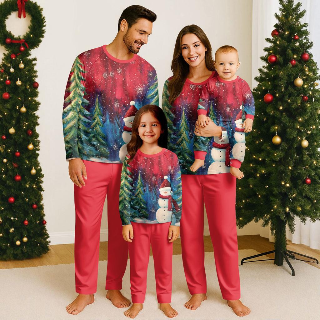 Family Matching Print Sets Pajamas Loungewear Outfits Family Matching Long Sleeve Tops+Pants Set