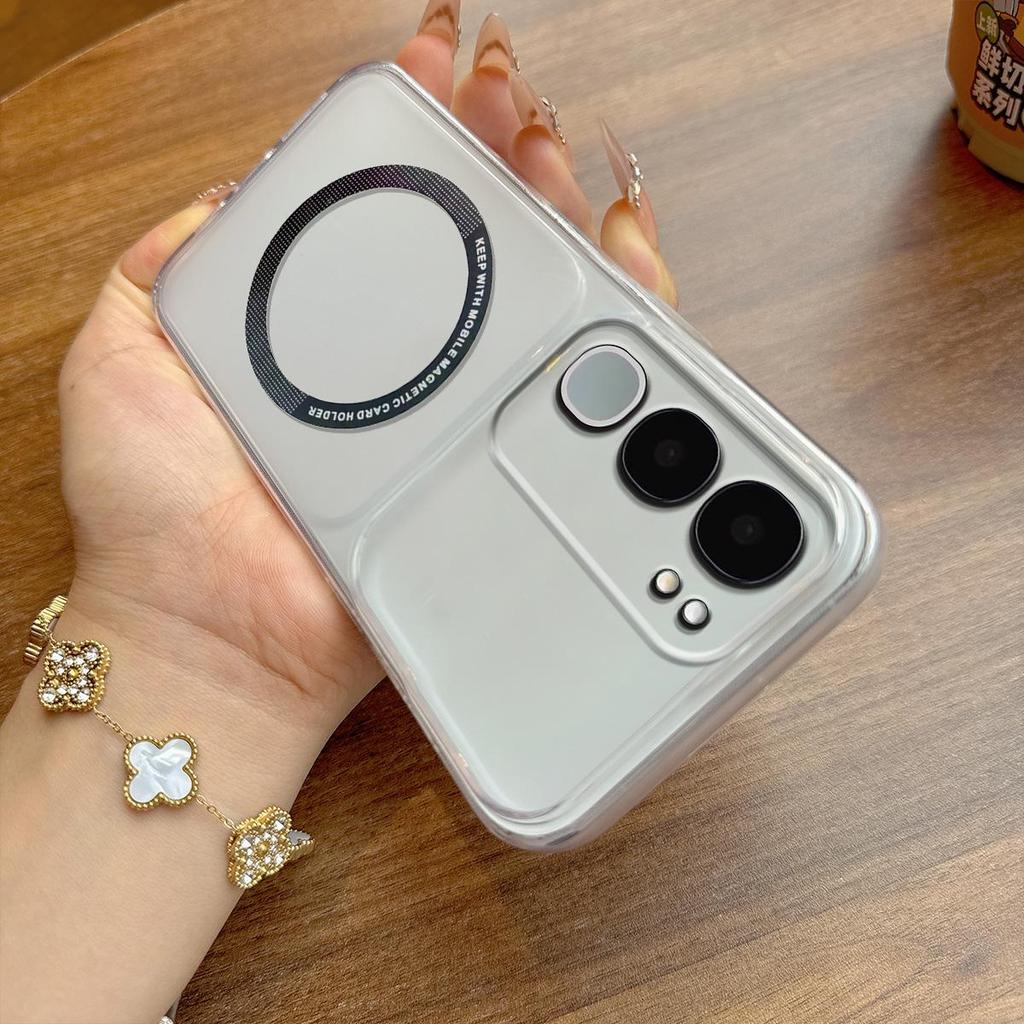 Case for Vivo Y19s,Y19s Pro Wireless Charging Magnetic Ring Casing Anti-Fingerprint Matte Cover