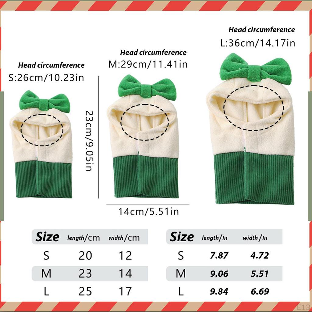 Dog Headwear Winter Hat Ear Protection Polyester Bowknot Decoration for Christmas Party