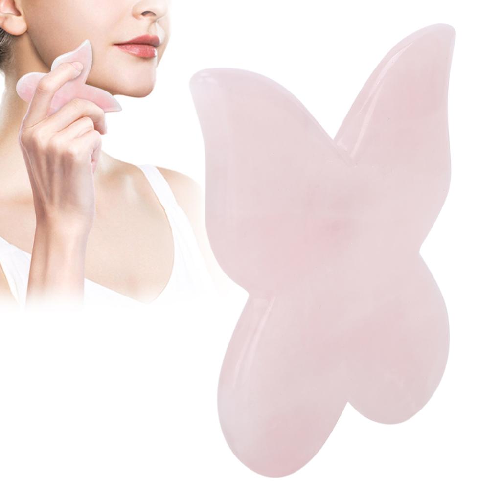 Pink Jadestone Scraping Board Butterfly Shape Massaging Gua Sha Board Scrapping Tool