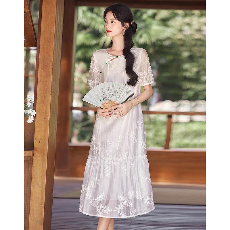 Women's New Chinese Style Short-Sleeve Mid-Length Dress