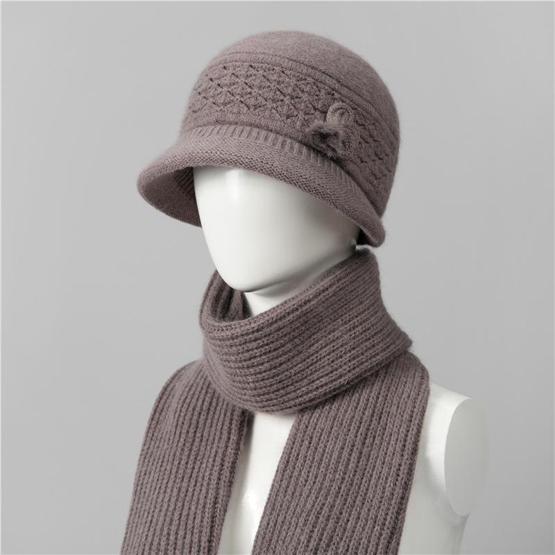 Hat female winter thermal hat piled thick knitted wool hat mother-in-law cotton hat