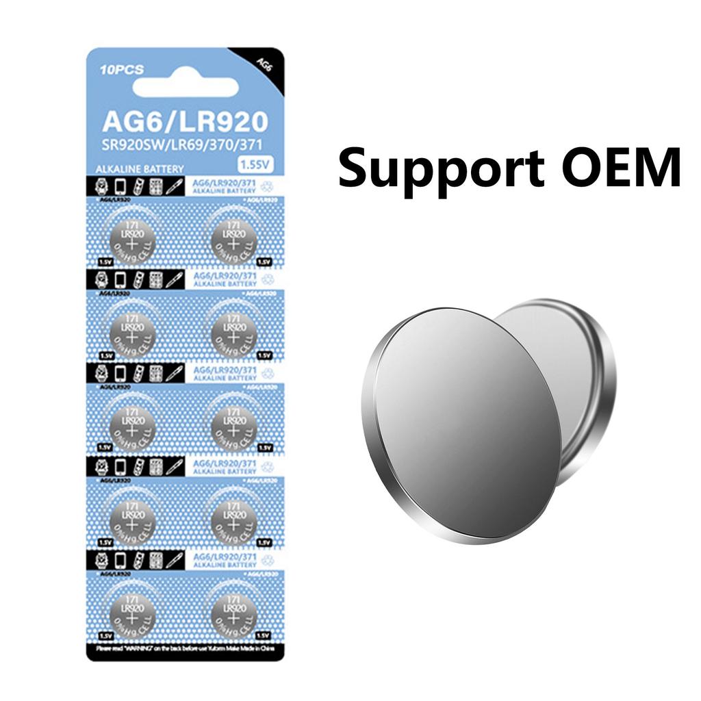 10Pcs AG6 Button Batteries SR920SW SR69 SR921 LR920SW 280-31 V371 D371 605 S921E GP371 CX921 SG6 LR921 Suitable For Watch