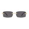 Retro rimless cut-edge tortoiseshell leg sunglasses for women UV protection outdoor street photo all-match