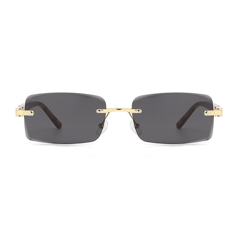 Retro rimless cut-edge tortoiseshell leg sunglasses for women UV protection outdoor street photo all-match