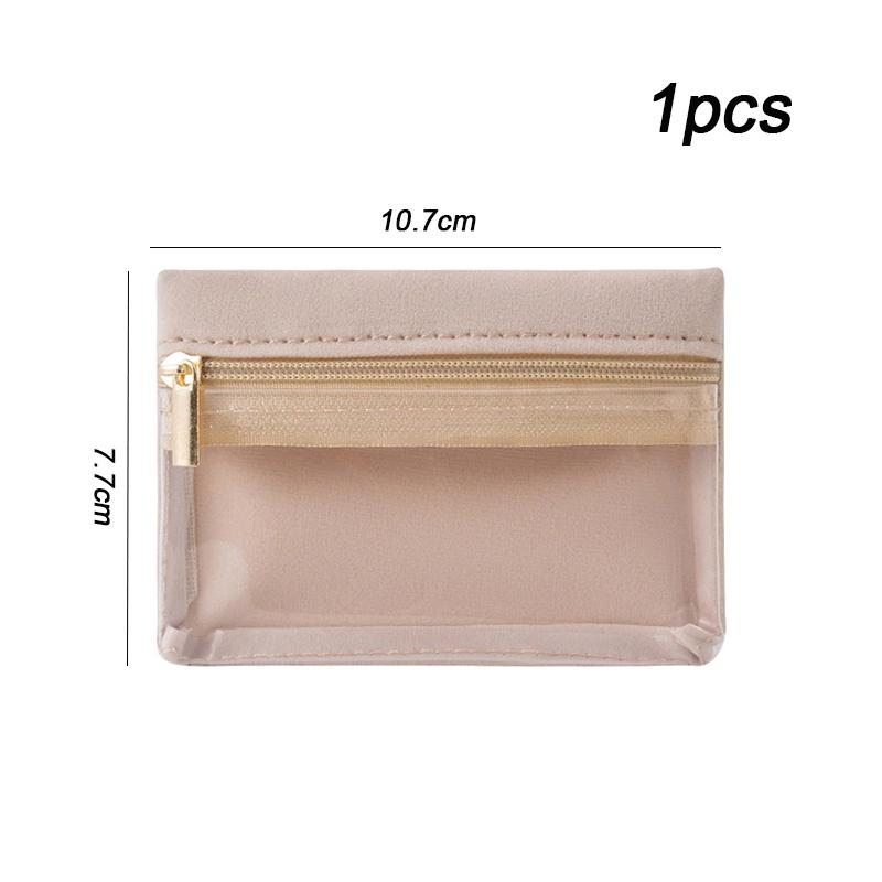 

Portable Jewelry Storage Bag Earrings Necklace Velvet Zipper Pouch Travel Watch Ring Organizer Clear Water-Proof Dustproof Bag 10.7X7.7cm