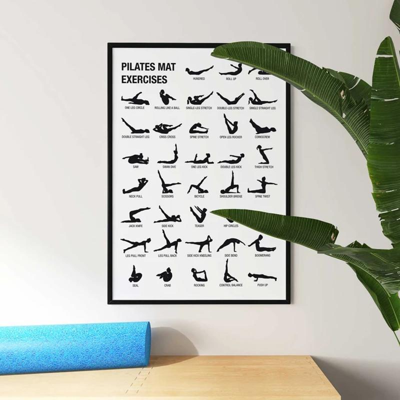 Pilates Poster, Pilates Art, Pilates Workout Chart, Studio Decor, Pilates Print, Pilates Gift Canvas Art Decoration On Walls