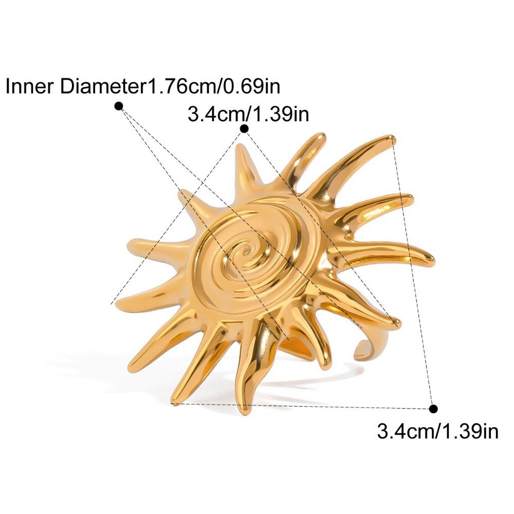 Stainless Steel Starfish Ring Gold Color Stainless Steel Jewelry Ocean Style Ring  Hand Jewelry Style 1