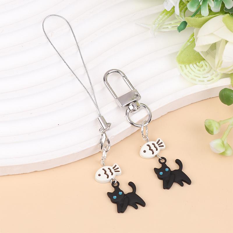 Gatto Nero Kawaii Y2K Ciondoli per Telefono Portachiavi Accessori Per Fotocamera Ccd Auricolari Zaino Da Appendere