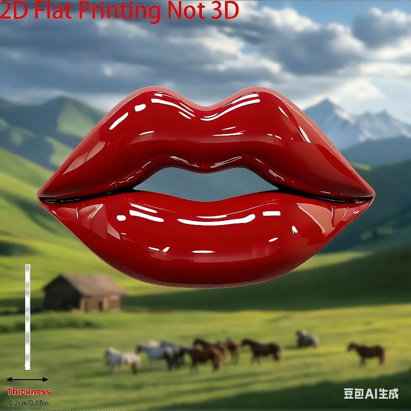 2D Flat Bohemian Style Heart Red Lips Acrylic Decoration Sign, Suitable for Wall Decoration, Porch, Room, Villa, Accents Home, Hallway, or Workplace -