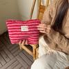 Wind Winter Plush Cosmetic Bag Color Polka Dots Large Capacity Travel Skin Care Cosmetics Storage Bag Women