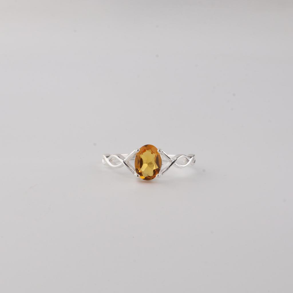 Natural Citrine Gemstone 925 Sterling Silver Jewelry Pretty Ring For Your Love CZR-16-2