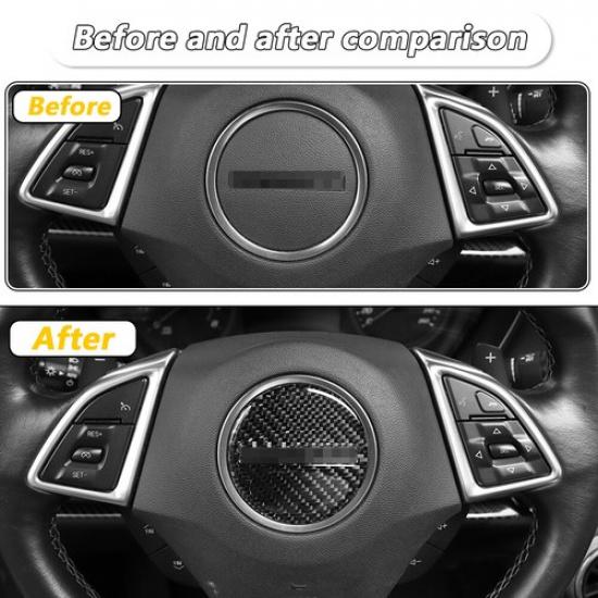 Center Console Steering Wheel Cover Trim Kit for Chevy Camaro 2017+ Carbon Fiber