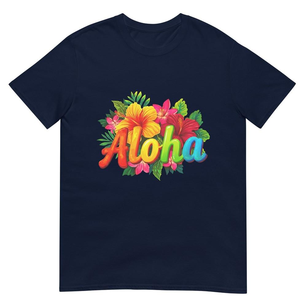 Aloha Hawaii Hawaiian Tropical Luau Party Hibiscus Flower TShirt S