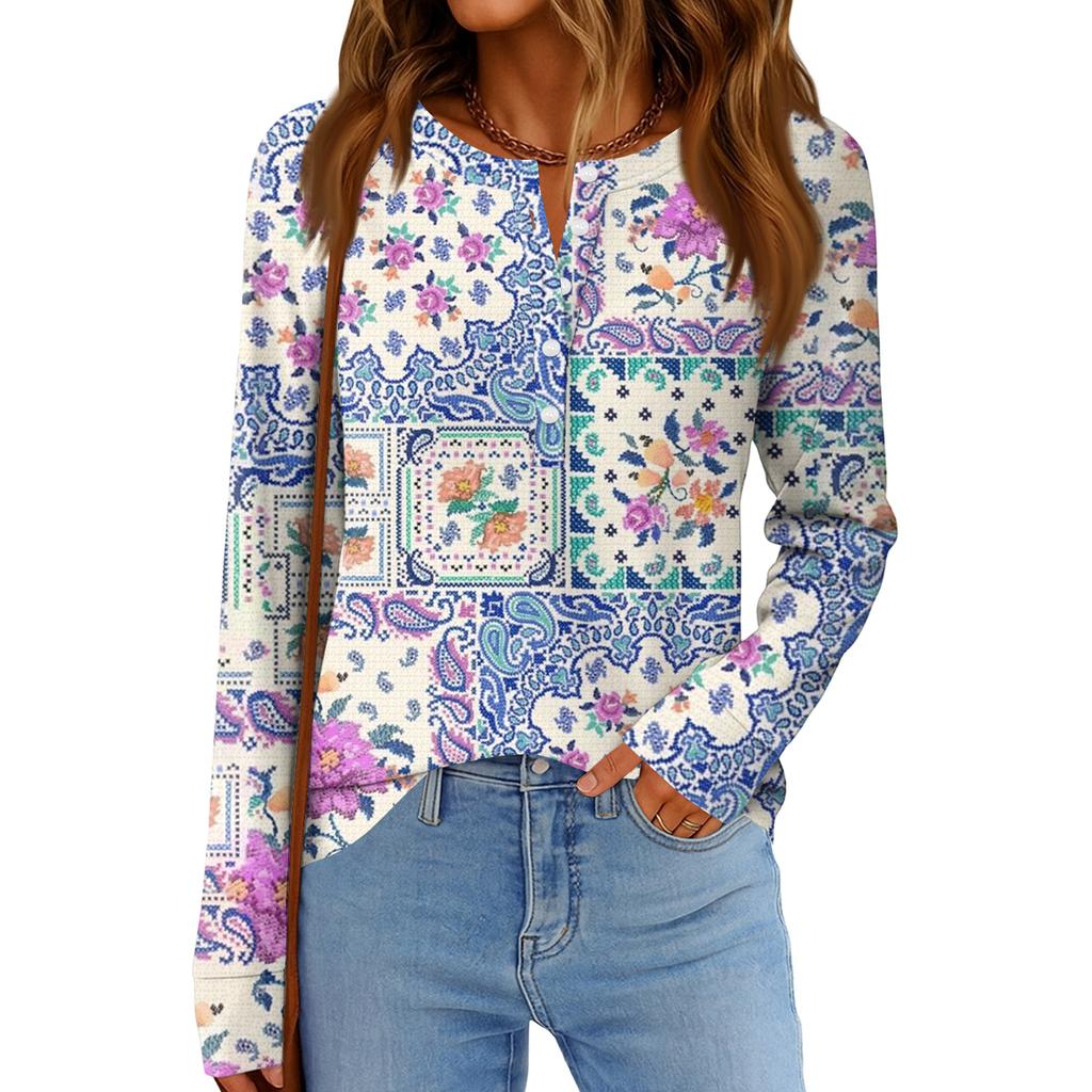 Women's Fashion Loose Long Sleeve Round Neck Casual Top