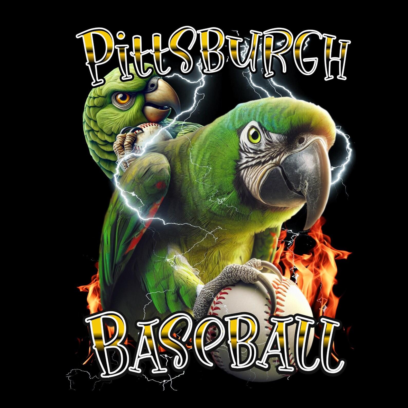 Pittsburgh Baseball PNG, Retro Parrot Mascot, Game Day Clipart 3XL