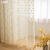 1 STÜCK LOZUJOJU Modern Künstlerisch Luxus Fenster Tüll Durchscheinend Ginkgoblatt Bestickt Transparenter Vorhang für Wohnzimmer Schlafzimmer Fenster Heimdekor