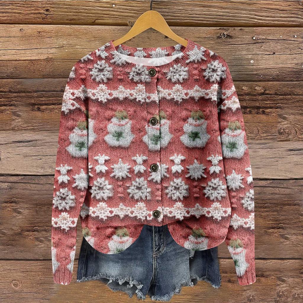 Dámský top s kulatým výstřihem s potiskem, zahuštěný plyšový kašmírový hřejivý dlouhý top