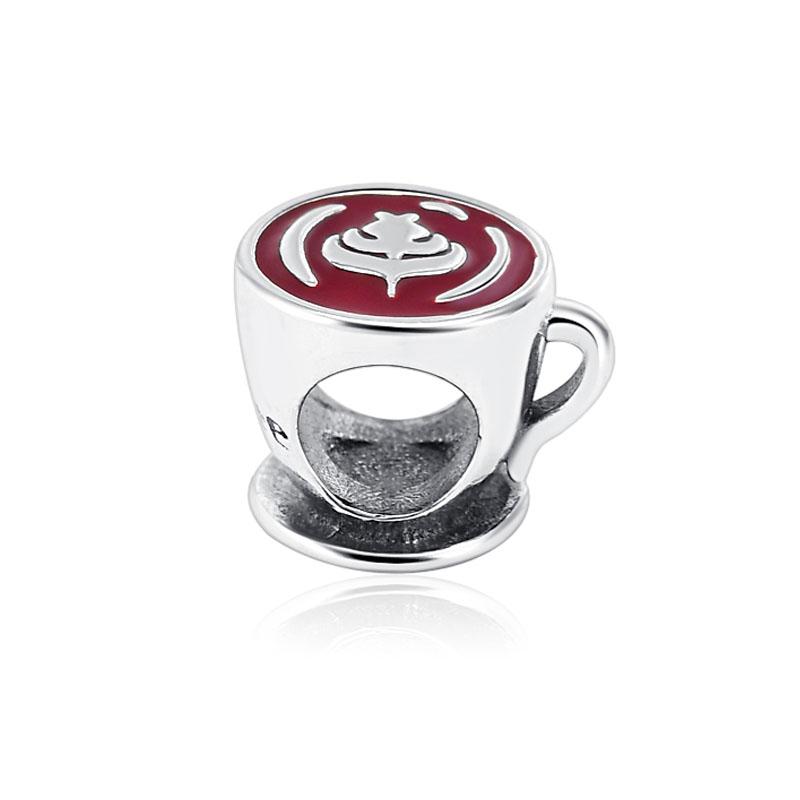 New Copper Pendant Coffee Cup Charm Bead Fit Original Women Bracelet Beer Wine Dangle Jewelry Gift