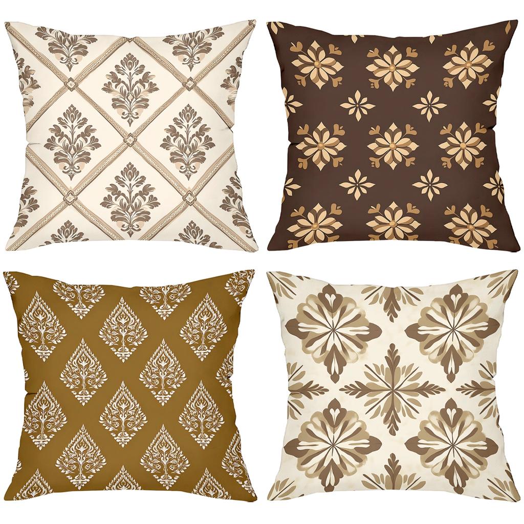 Decorative Throw Pillows With Floral And Damask Patterns Polyester Pillowcase, Sofa Decorative Cushion Cov Headboard Pillow