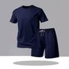 Men's Plain Short Sleeve T-Shirt & Shorts Set – Lightweight & Breathable Summer Sportswear.