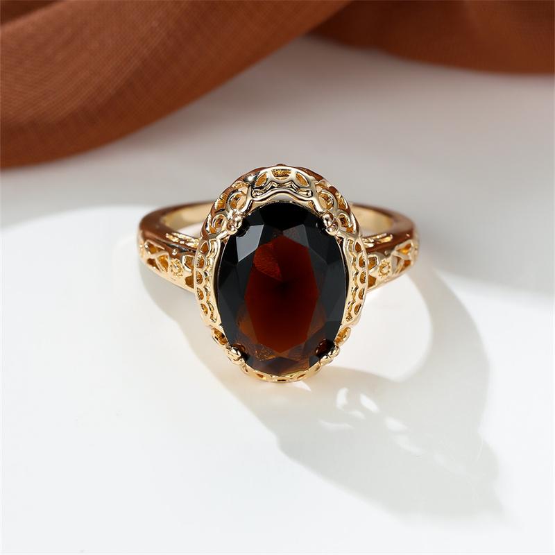 Retro Oval geschliffene Große Weiße Braune Steinringe für Damen Herren Goldfarbe Luxus Damen Herren Paar Ring Eheringe Party Schmuck 7 gray