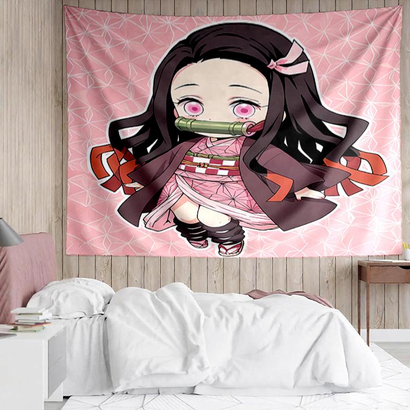 Demon Slayer Nezuko2 Tapestry for Bedroom Aesthetic Classroom Tapestries Wall Hanging for Living Room Dorm Office,Ideal Creative Gift