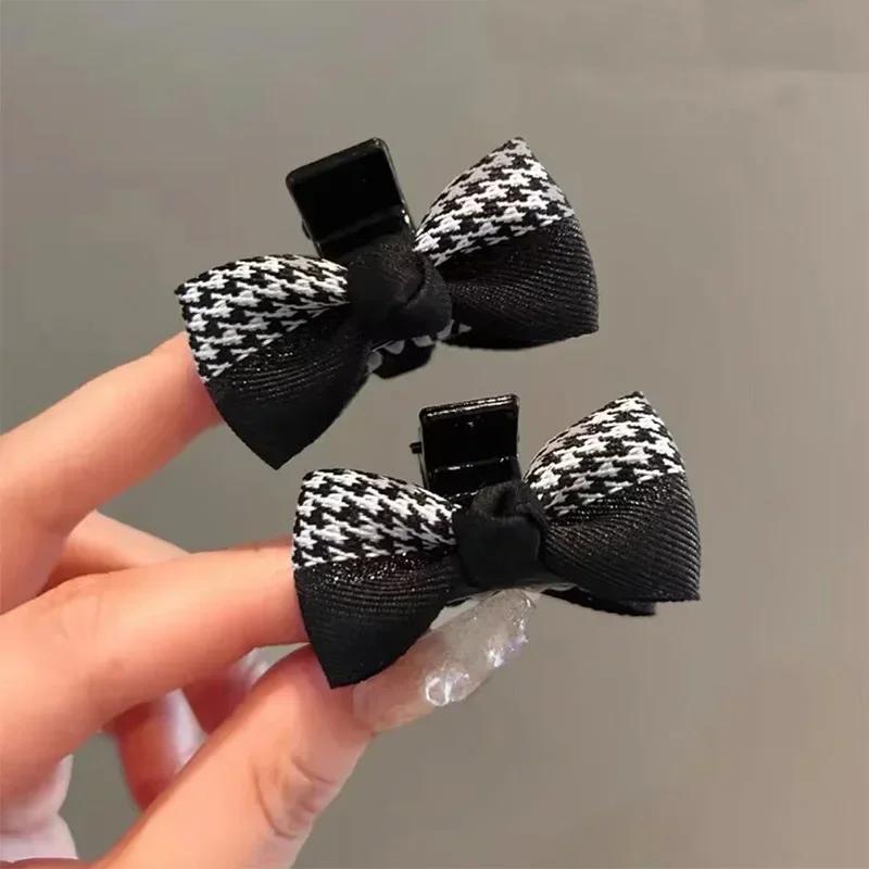 2pcs Small Size Bangs Grip Clip Fluffy Broken Hair Claw Women Girls Bangs Side Clip Hair Claw Small Size Bow Hair Clip Headdress