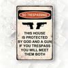 ALLENG God and a Gun Metal Sign  No Trespassing Warning Deterrent  Humorous Home Security Decor for Outdoor Wall