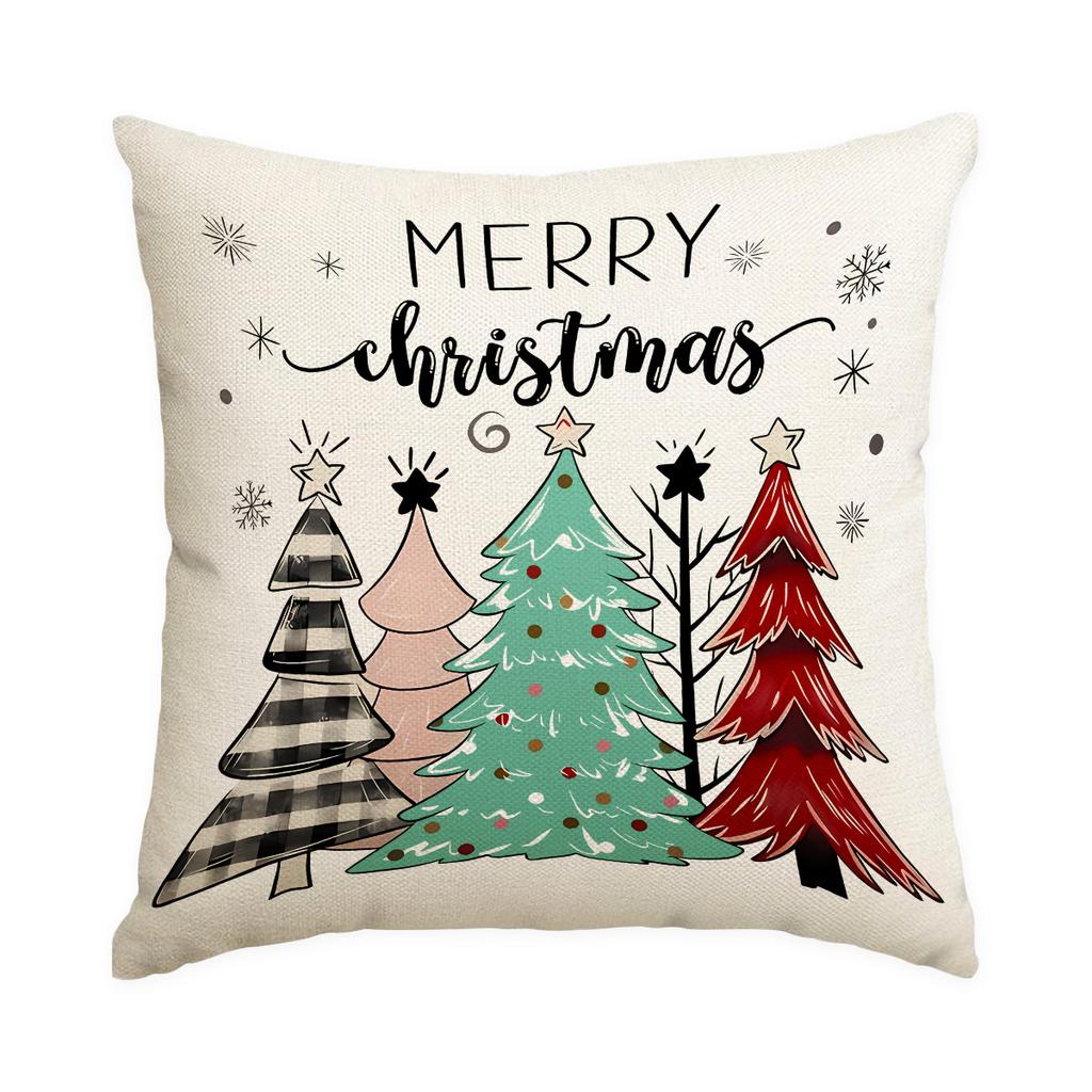 1/4Pcs Christmas Decorative Pillowcases, Snowflake Santa Claus Snowman Pattern Pillow Covers, Christmas Ball Cushion Covers