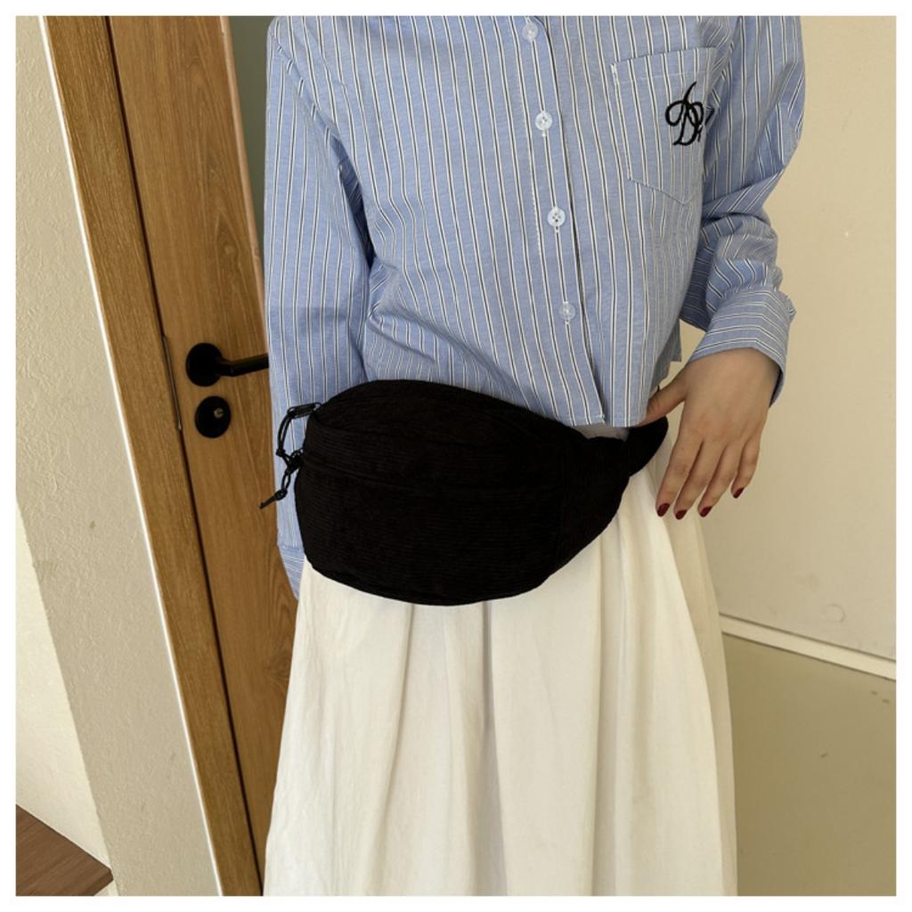 Bags, Women's Bags, Fashionable Autumn and Winter Crossbody Bags, Striped Velvet Women's Niche Chest Bags, Waist Bags