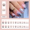 24pcs Manicure Fake Nials Press On Nails White Edge Flowers Glitter Long Square False Nails French