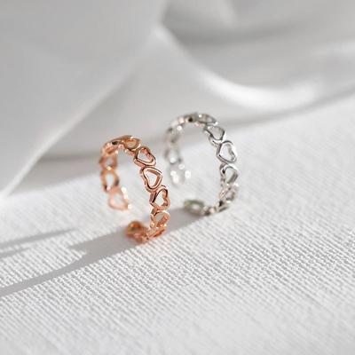 Hollow Love Ring, Women's Simple Niche Design, Sweet Temperament, Heart-shaped Ring Opening Adjustable Index Finger Ring