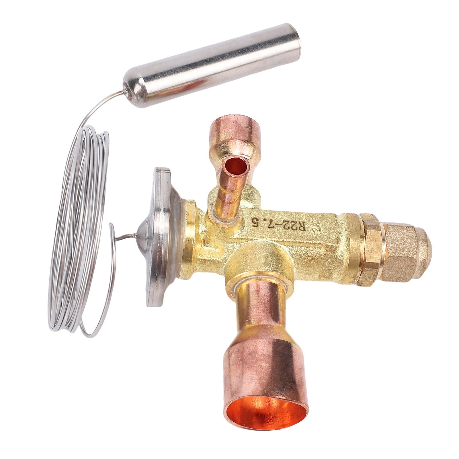 Thermostatic Expansion Valve Support for R22/R407C/R404A/R507/R134a/R410A System 5/8in ODF Inlet 7/8in ODF Outlet HVAC Heat Pump Air Conditioning brass