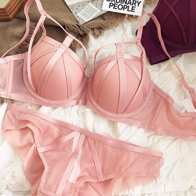 Set de lenjerie de corp de culoare nouă, Sexy Hollow Push Up Sutien Set Femei Clasic Bandage Sutien de vară Dantela Plus Size Sutien și Chiloți Seturi