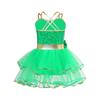 Girls Christmas Dance Dress Double Spaghetti Straps Sleeveless Shiny Sequins Bow Cami Leotard Bodysuit