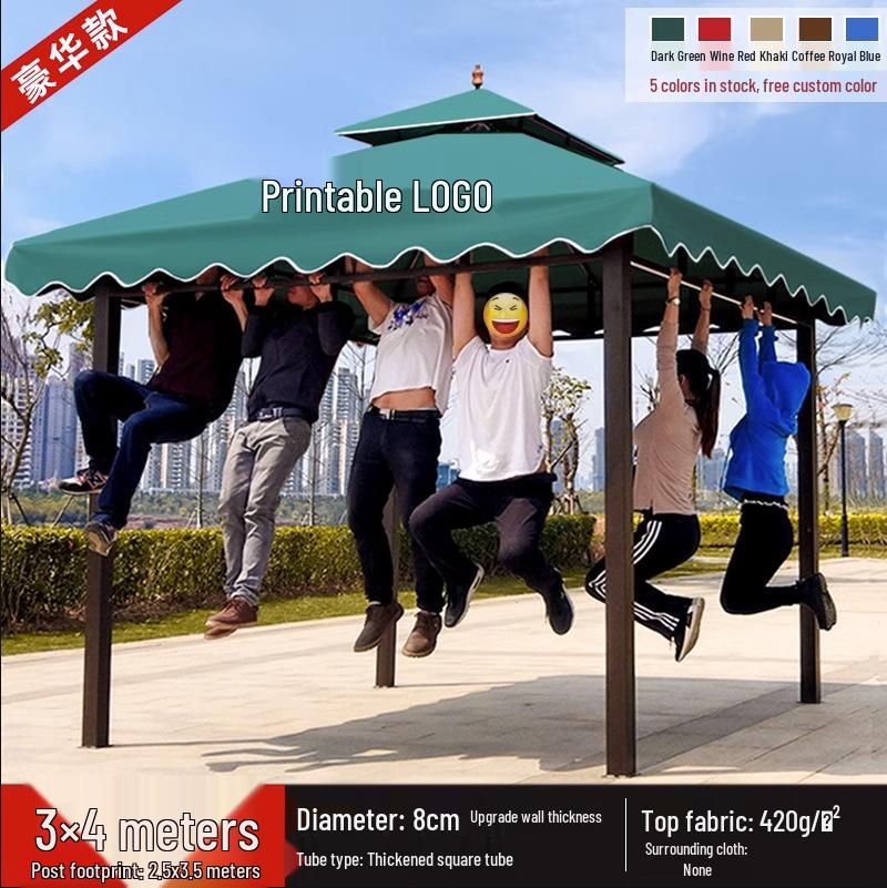 Wrought Iron Outdoor Gazebo Pavilion Canopy for Courtyard, Balcony & Rooftop Garden – Sunshade & Rain Shelter