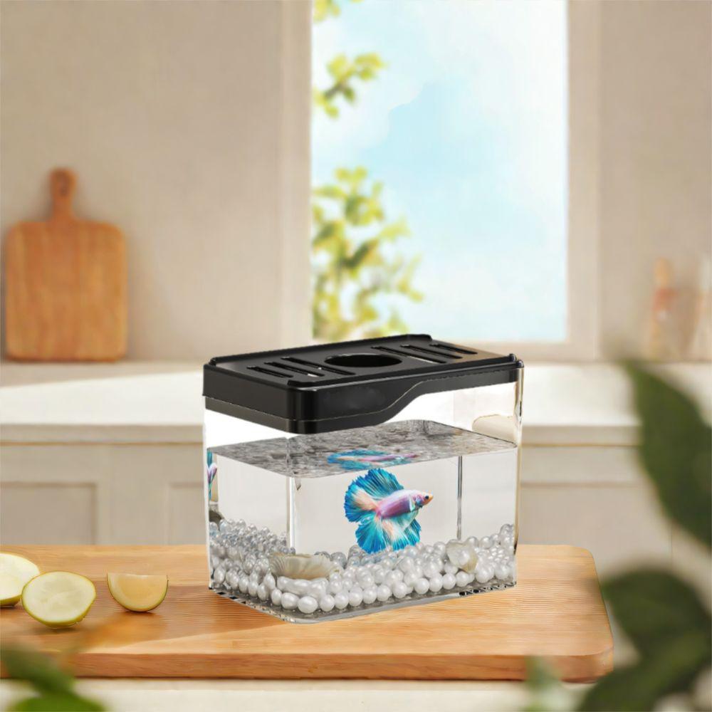 Transparent Mini Fish Tank Shatterproof Office Ecological Tank Creative Desktop Fish Tank  Home