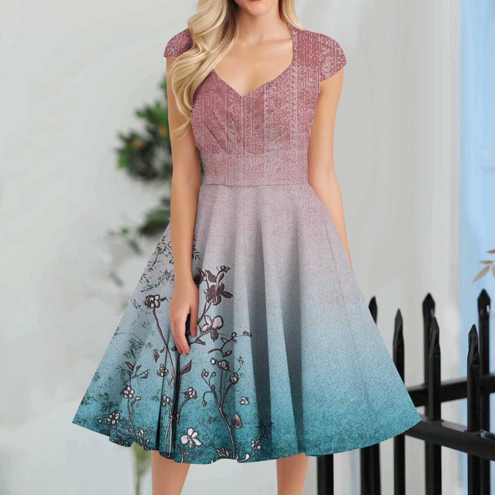 

Женское повседневное модное платье средней длины с V-образным вырезом без рукавов и принтом XL