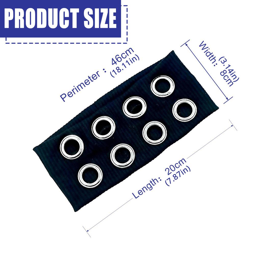 Punk Jente Elastisk Pannebånd Med Utstansede Maljer For Steampunk Og Metal Rock Hodeplagg Mote Hårtilbehør