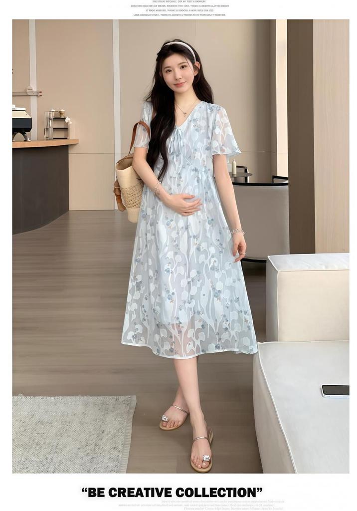 Maternity Wear: 2026 Summer Korean Floral Dress - Fresh, Age-Reducing, and Sweet Loose Fit