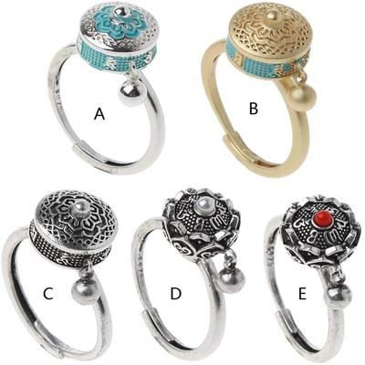 Buddhist P Rayer Circle L Otus Heart Mantra Ring L Ucky Ring Open Ring