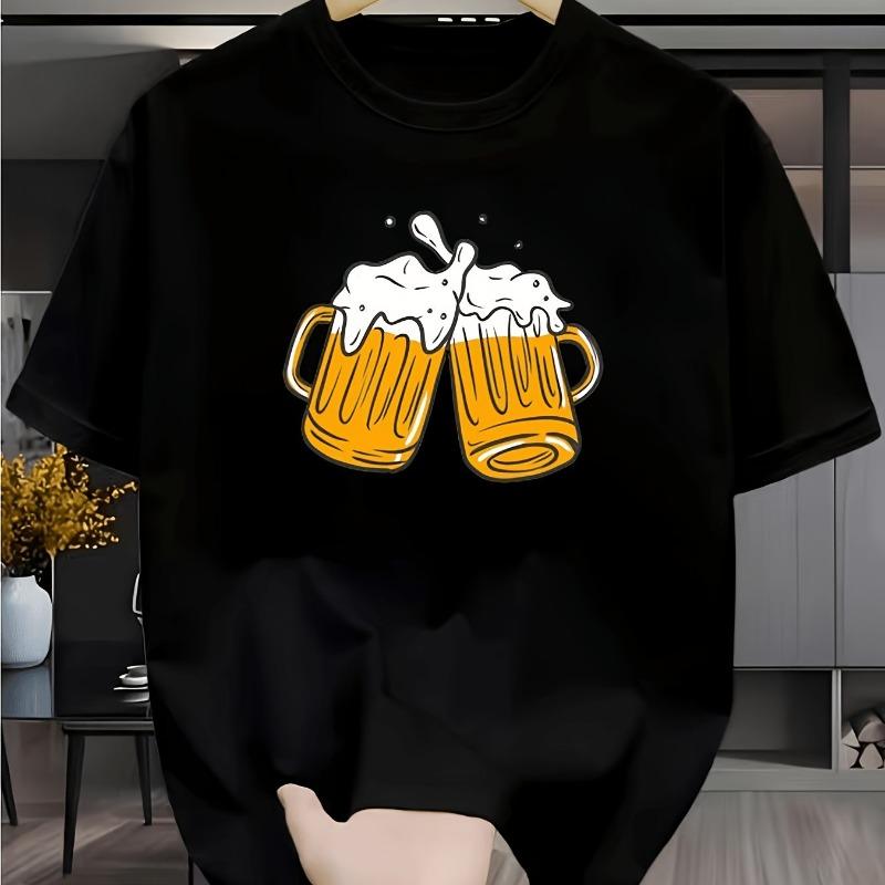 Men's Summer Casual Fun Beer Printed Short Sleeved T-shirt, Summer Casual Unisex T-shirt