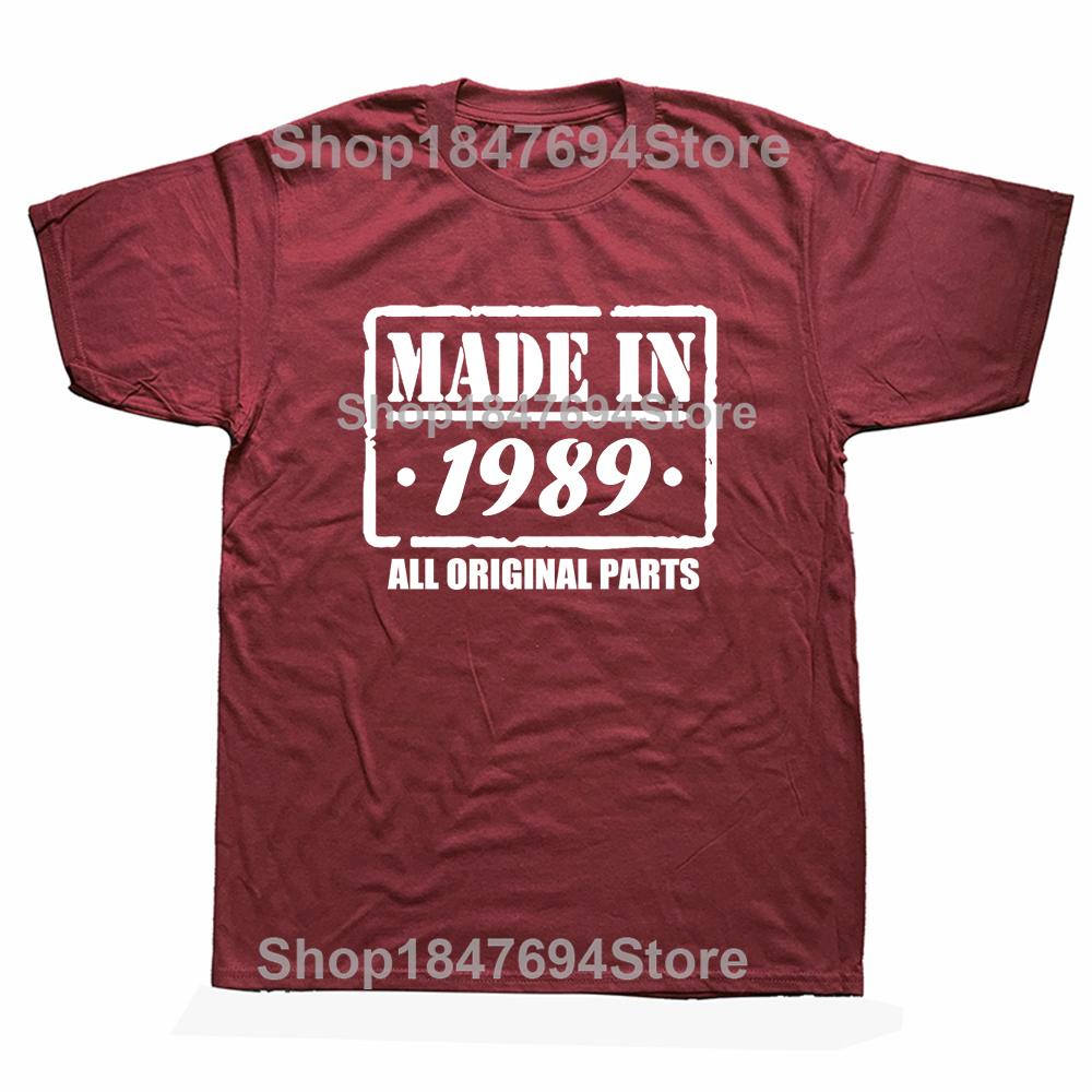Made In 1989 All Original Part T Shirt Funny Men Short Sleeves Vintage Classic Birthday Gift Cotton Comfortable Party Tshirt