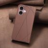 For iPhone 16 Plus Case BINFEN COLOR BF35 Geometry Imprinted Leather Phone Cover RFID Blocking Wallet Stand