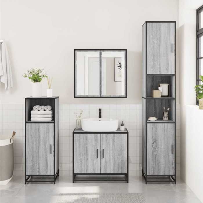 VidaXL Armoire de lavabo de salle de bain sonoma gris 65x33x60 cm, meuble de lavabo de salle de bain, meuble de salle de 849267