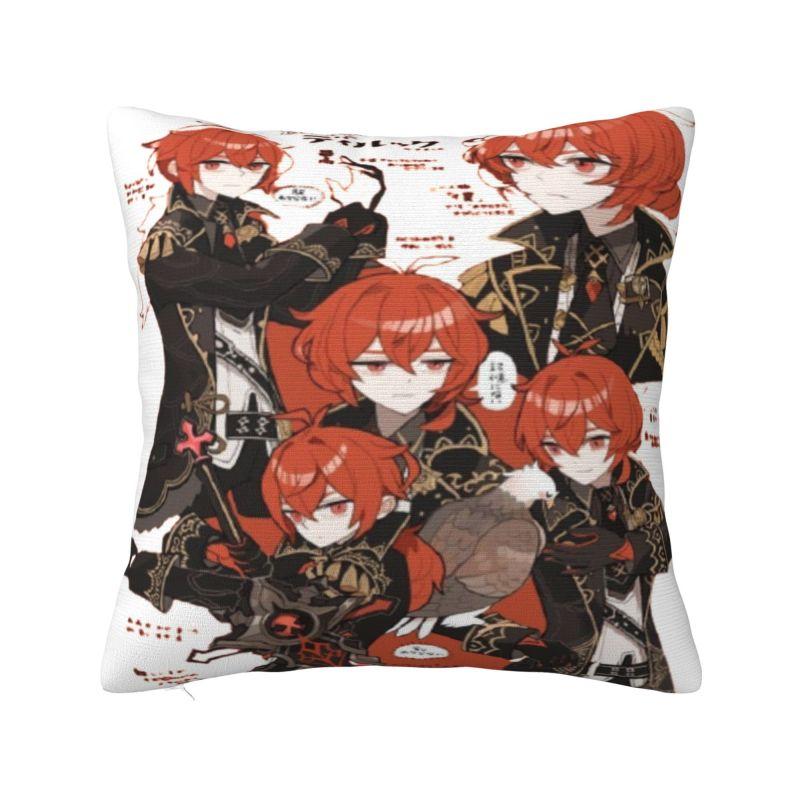 Custom Modern Anime Genshin Impact Cushion Cover Polyester Manga Kawaii Throw Pillow Case Home Decorative