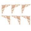 6 Pcs Wood Carving Horn Flower Home Decor Wooden Appliques Carved Decals Ornaments Cabinet Onlays