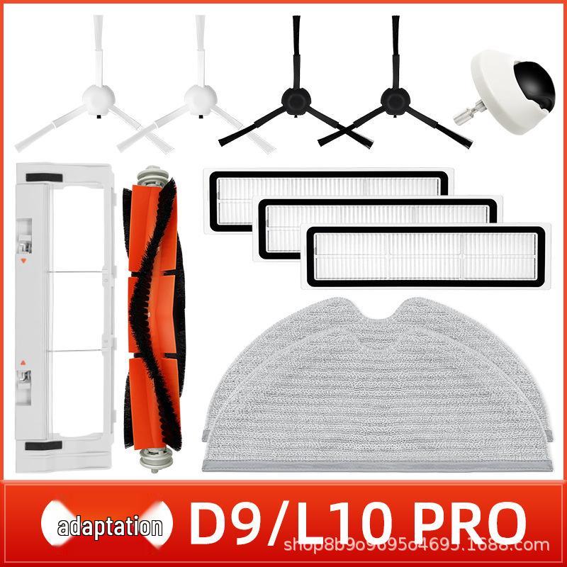 Dreame Roboterstaubsauger Teile: Hauptbürste, Seitenbürste, Filtergitter, Wischmopp und Staubbehälterdeckel für die Modelle D9/L10 PRO.
