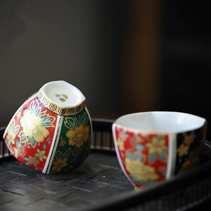 Enamel Glaze Ceramic Lidded Teacup Set